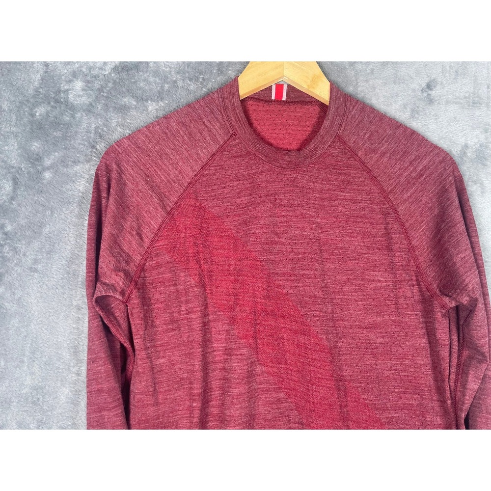 Tracksmith Brighton Base Layer Mens Medium Maroon Merino Wool Running Shirt Sash